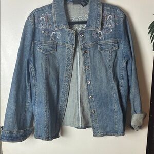 Willi Smith Blue Embroidered Jean Jacket​